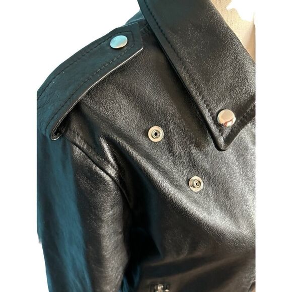 NWOT Made in ITALY RE/Done Black Leather 80s Moto Jacket Lined 4 Ext Pockets S - Picture 8 of 16